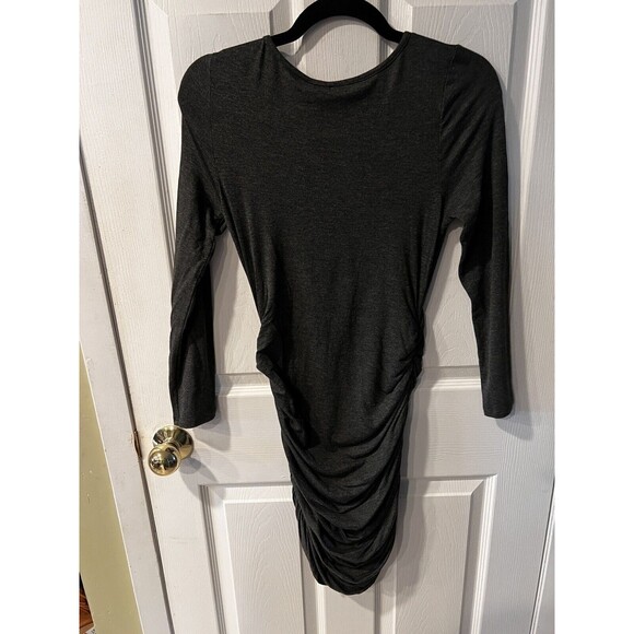 Yakira Bella Bodycon Dress Womens Sz S Ruched Sides Grey Made USA Y2K Club New - Picture 6 of 9